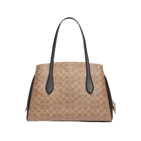 Coach Lora Carryall In Colorblock Signature Canvas - Tan Rust Carryall Shoulder Bag (89087)