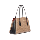 Coach Lora Carryall In Colorblock Signature Canvas - Tan Rust Carryall Shoulder Bag (89087)