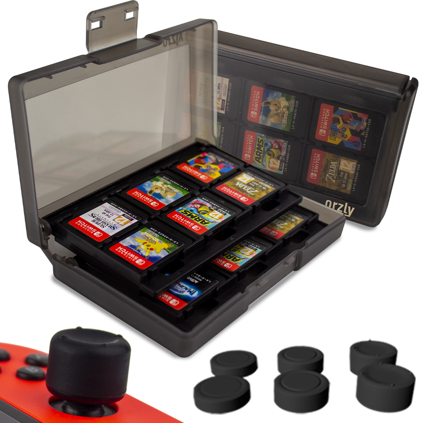 Orzly Game Cartridge Case & Thumbgrips for Nintendo Switch