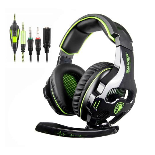 Sades SA-810 Multi Platform Wired Gaming Headset - Black/Green