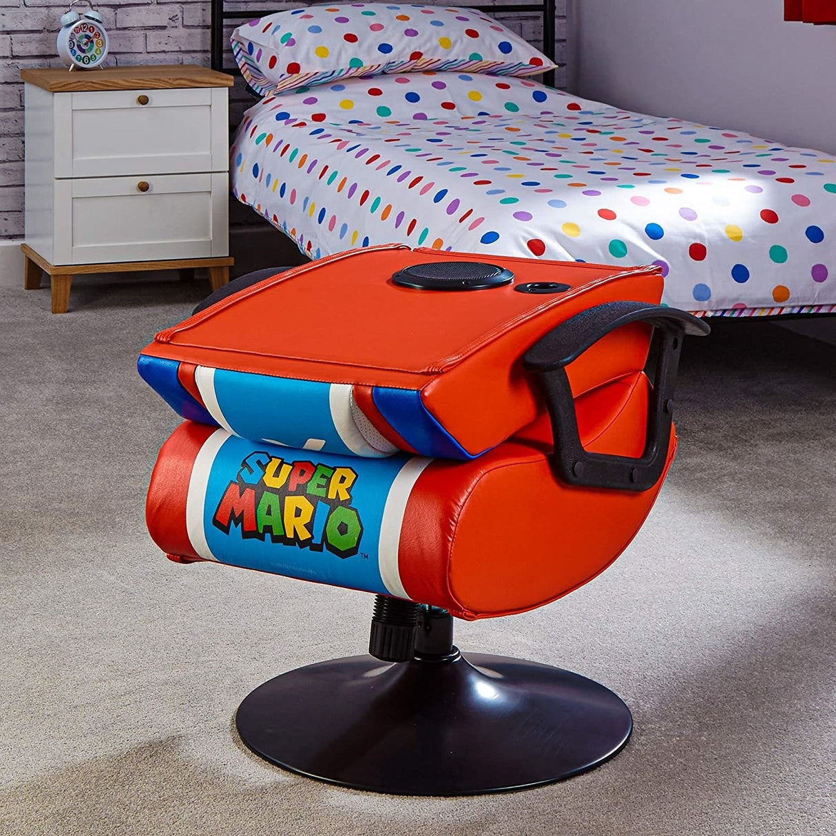 X-Rocker Officially Licensed Nintendo Super Mario Gaming Chair, Pedestal Folding Chair (2020001)