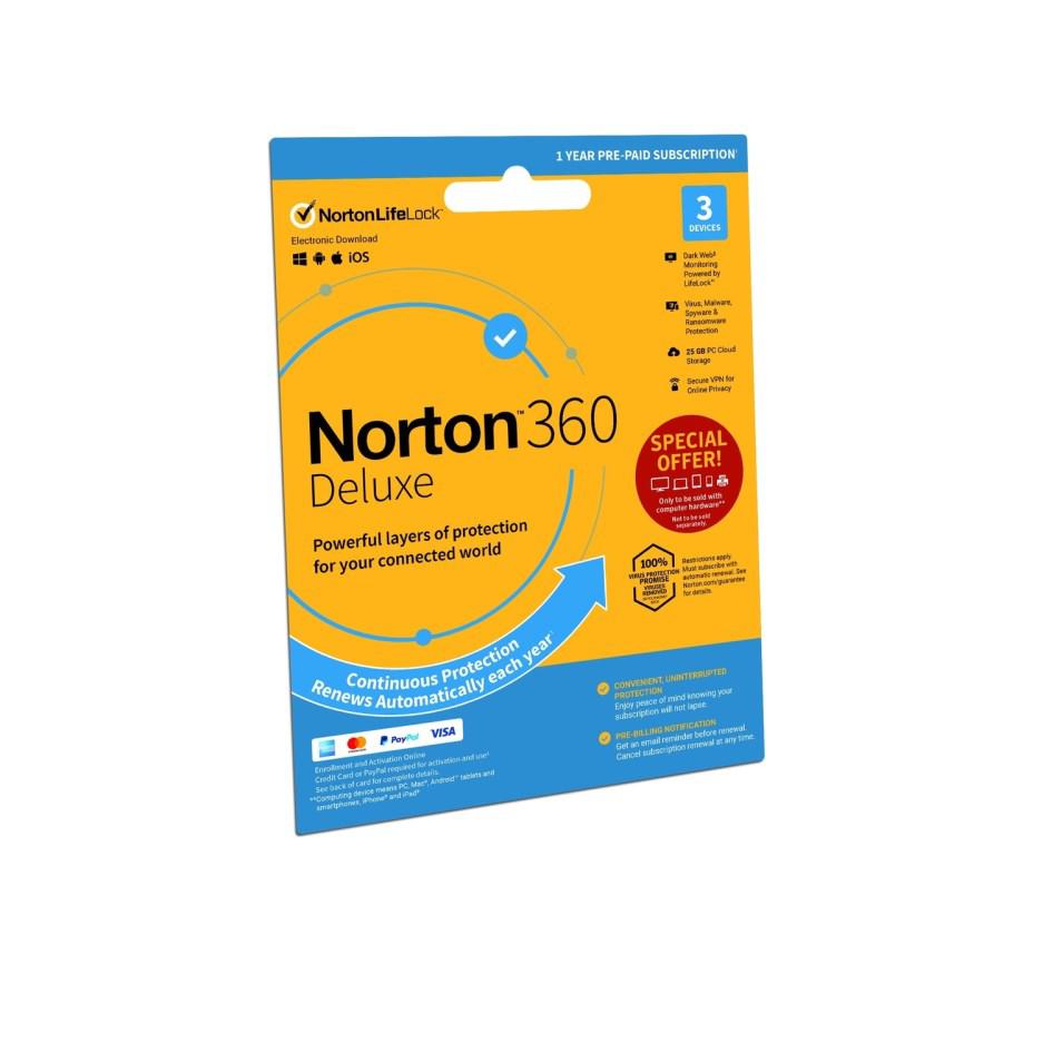 Norton 360 Deluxe 2021, Antivirus software for 3 Devices and 1-year subscription with automatic renewal