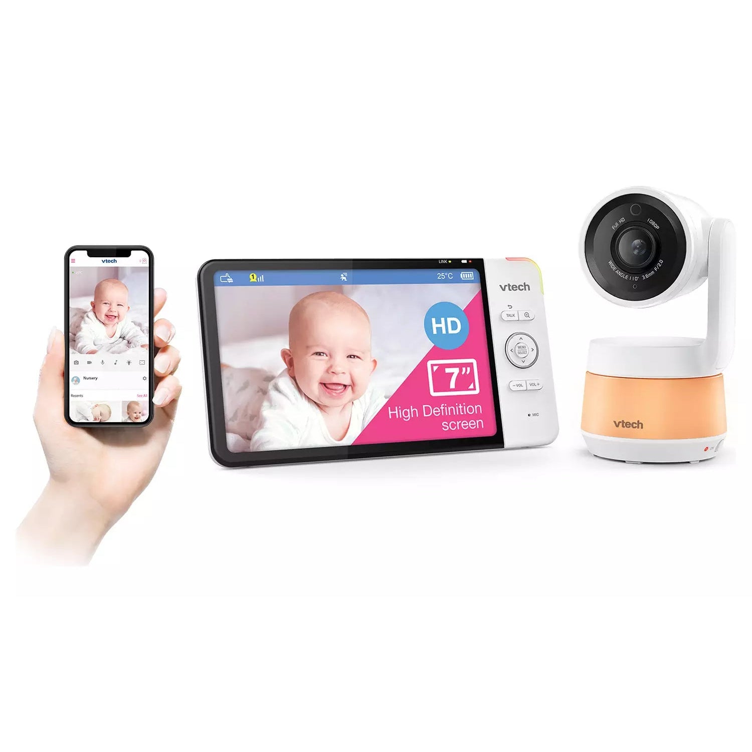 VTech RM7767HD Smart Video Baby Monitor - White - Refurbished Fair