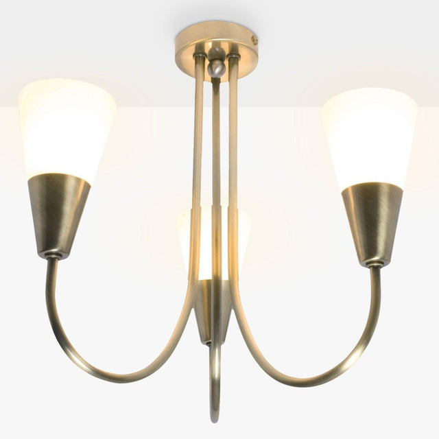 John Lewis & Partners Lulu 3 Arm Ceiling Light, Antique Brass