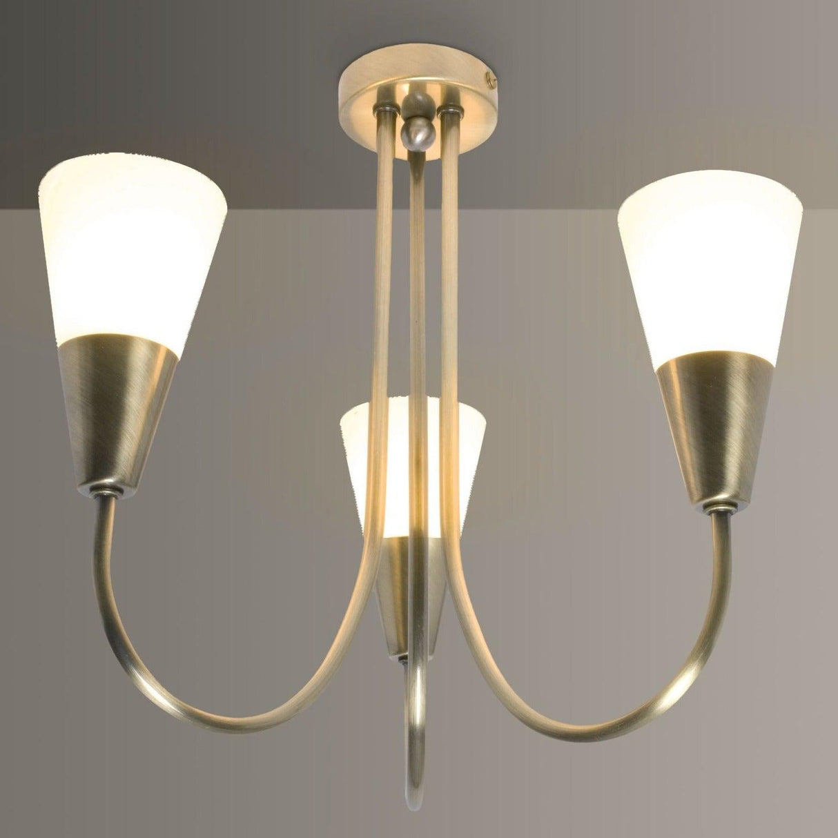 John Lewis & Partners Lulu 3 Arm Ceiling Light, Antique Brass