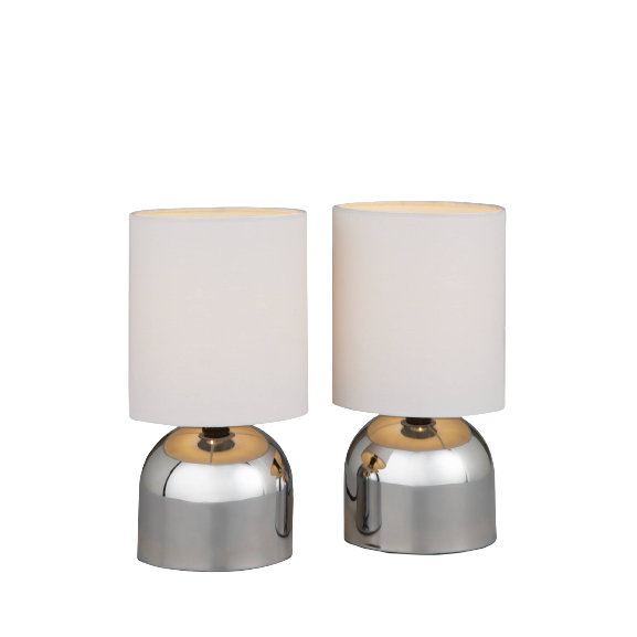 John Lewis & Partners Lucy Touch Table Lamps, Set of 2, White/Chrome