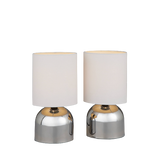 John Lewis & Partners Lucy Touch Table Lamps, Set of 2, White/Chrome