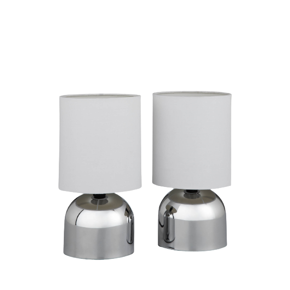 John Lewis & Partners Lucy Touch Table Lamps, Set of 2, White/Chrome