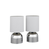 John Lewis & Partners Lucy Touch Table Lamps, Set of 2, White/Chrome