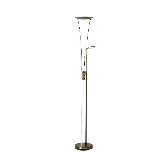 John Lewis & Partners Levity LED Uplighter Floor Lamp - Antique Brass