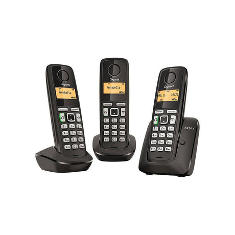Gigaset A220A Digital Cordless Telephone with Answering Machine, Triple DECT, Black