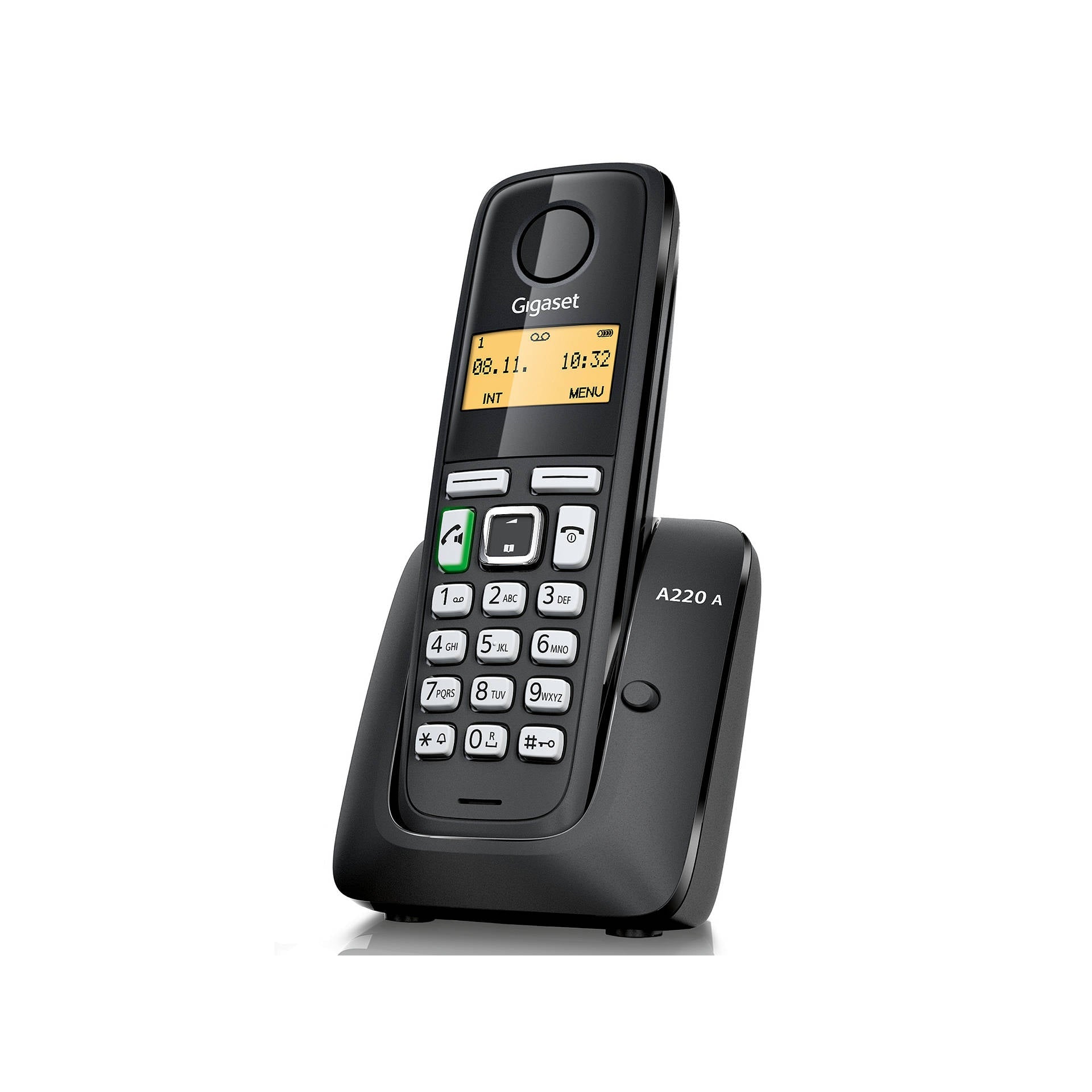 Gigaset A220A Digital Cordless Telephone with Answering Machine, Triple DECT, Black