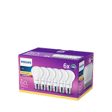 Philips 8W BC Classic LED Warm White Light Bulb, Pack of 6