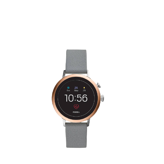 Fossil FTW6016 Women's Venture Silicone Strap Touch Screen Smartwatch, Grey/Black