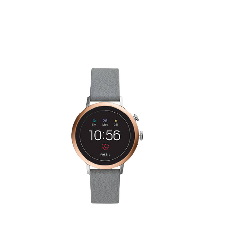 Fossil FTW6016 Women's Venture Silicone Strap Touch Screen Smartwatch, Grey/Black