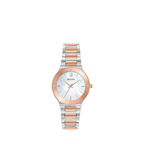 Bulova 98R274 Women's Modern Diamond Strap Watch - Silver / Rose Gold
