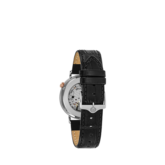 Bulova 98A187 Men's Classic Automatic Heartbeat Leather Strap Watch, Black