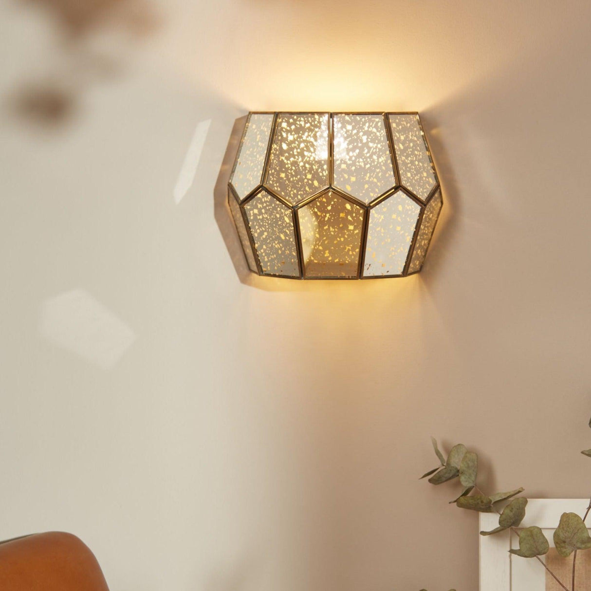 John Lewis & Partners Romy Mirrored Glass Pentagon Wall Light - Metallic Silver
