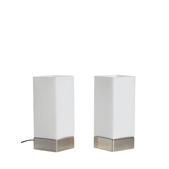 John Lewis & Partners Mitch Touch Lamps, Silver, Set of 2