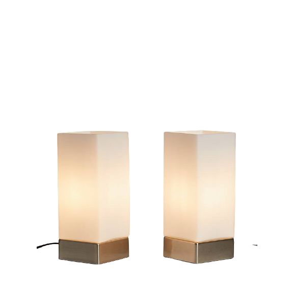 John Lewis & Partners Mitch Touch Lamps, Silver, Set of 2