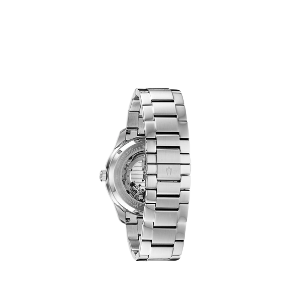 Bulova 96A218 Men's Wilton Automatic Heartbeat Bracelet Strap Watch, Silver / Blue