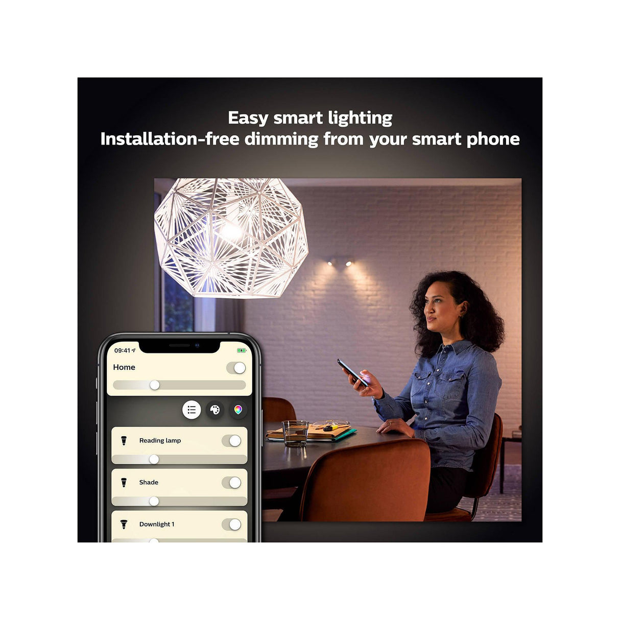 Philips Hue White Wireless Lighting LED Light Bulb with Bluetooth, 9W A60 E27 Edison Screw Cap Bulb, Single