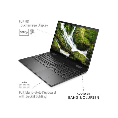 HP ENVY x360 15-ee0000na Convertible Laptop, AMD Ryzen 5, 8GB RAM, 512GB SSD, 15.6", Full HD, Black