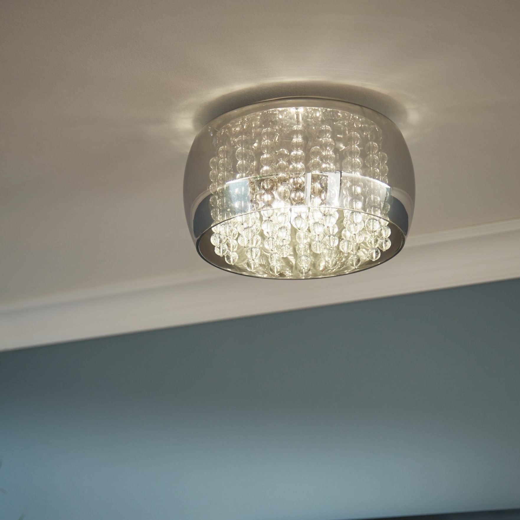 John Lewis & Partners Stella Semi Flush Ceiling Light, Black Chrome
