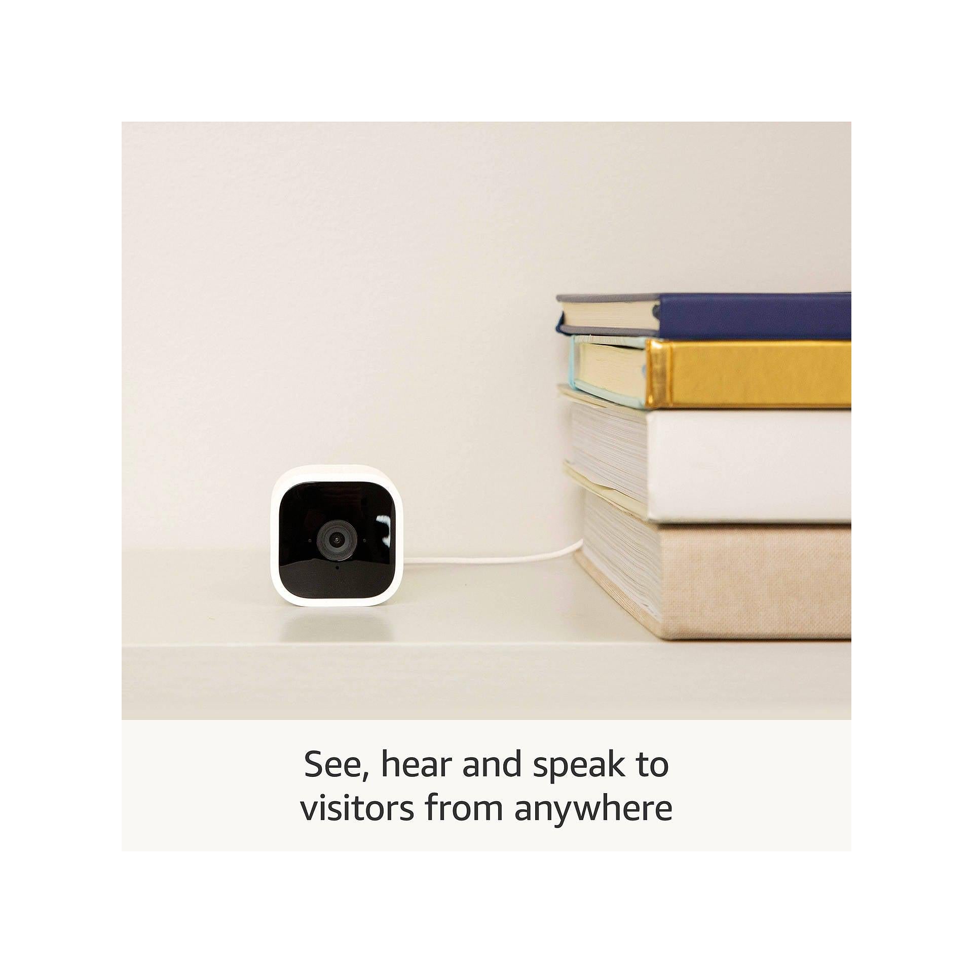 Blink Mini Compact Indoor Plug-in 1080p HD Smart Security Camera, White