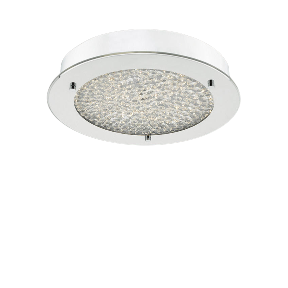DAR Lighting PET5250 Peta Flush Crystal And Polished Chrome Ceiling Light