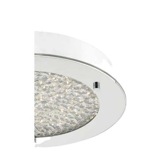 DAR Lighting PET5250 Peta Flush Crystal And Polished Chrome Ceiling Light