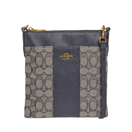 Coach Kitt Signature Jacquard Cross Body Bag, Navy