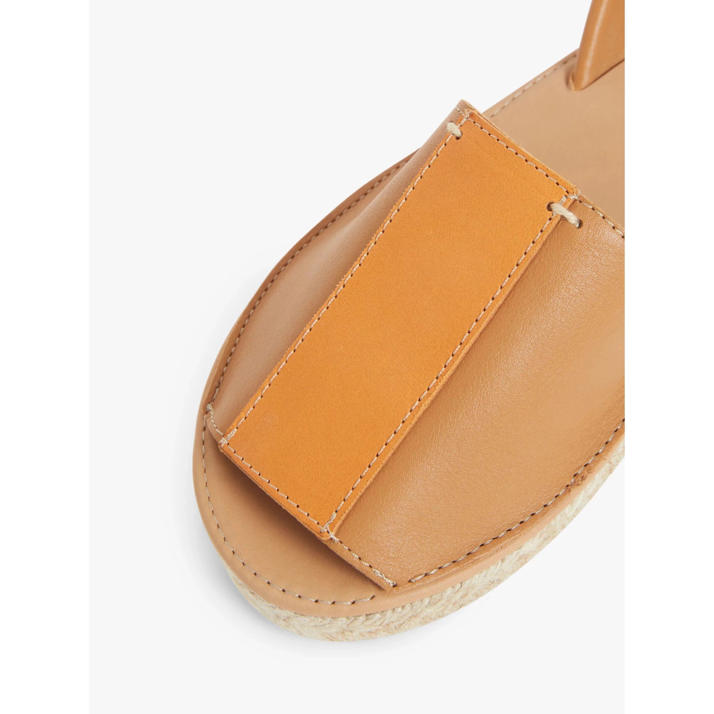 John Lewis Leticia Flat Colour Block Sandals, Tan ( Size 4 )