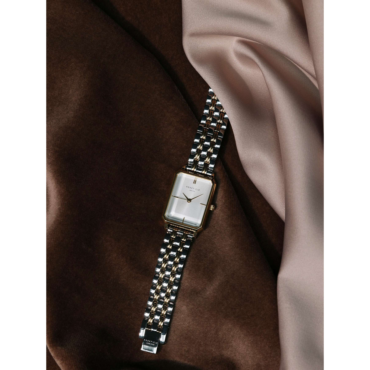 Rosefield Women's Octagon Two-Tone Bracelet Strap Watch, Gold/Silver OWSSSG-O48