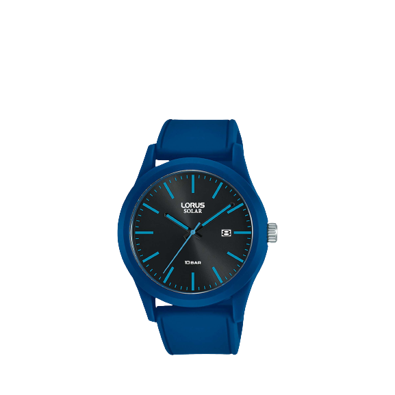 Lorus RX305AX9 Unisex Sports Solar Powered Date Silicone Strap Watch, Blue