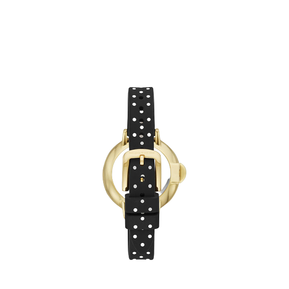 Kate Spade KSW1355 New York Park Row Spotted Leather Strap Watch, Black / Cream