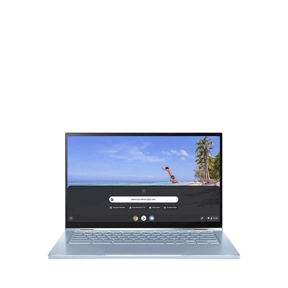 ASUS C433TA-AJ0329 Chromebook Flip Laptop, Intel Core M3, 4GB RAM, 128GB eMMC, 14", Silver / Blue - Refurbished Good