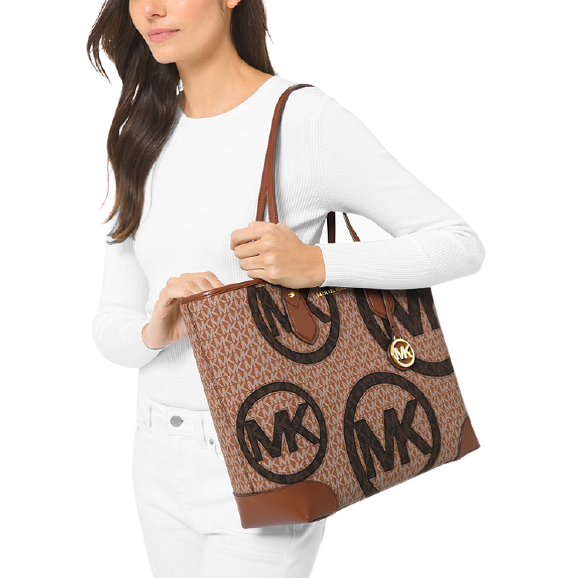 Michael Kors Eva Large Two-Tone Graphic Logo Tote Bag