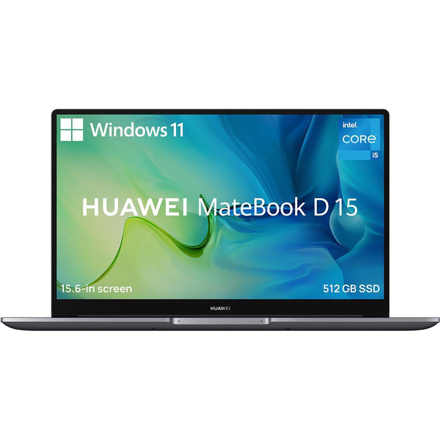 Huawei MateBook D 15.6" Laptop, Intel Core i5, 8GB RAM, 512GB SSD - Black