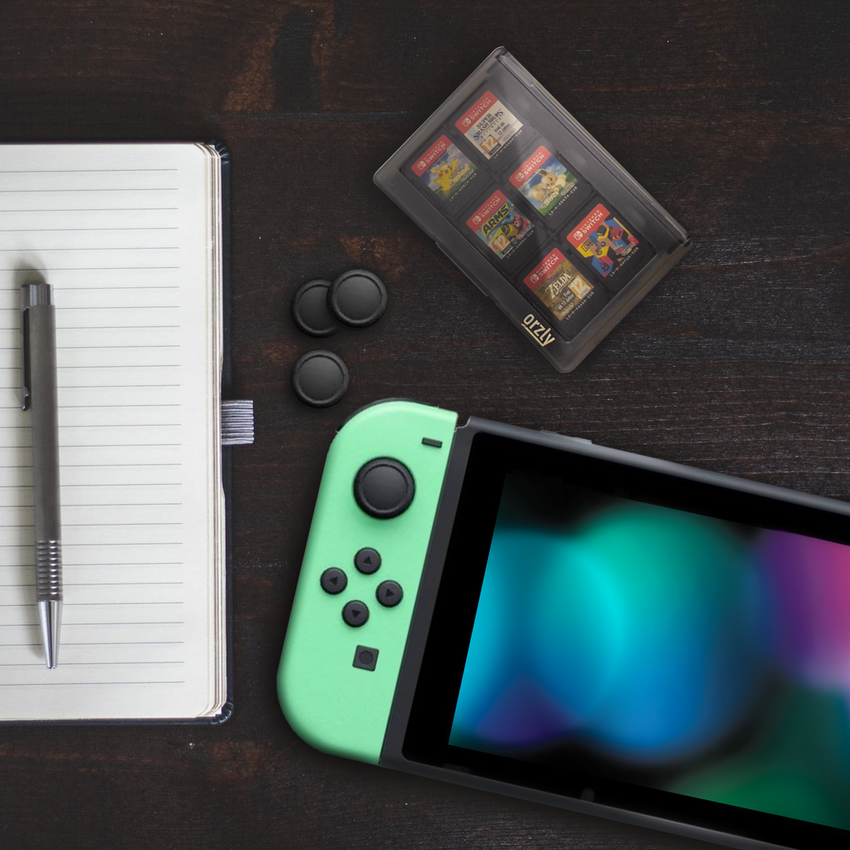 Orzly Game Cartridge Case & Thumbgrips for Nintendo Switch