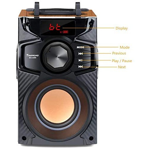 Tamproad Portable Bluetooth Speaker with Stereo Sound and Rich Bass, Wireless Speaker with Party Lights and Bluetooth 5.0