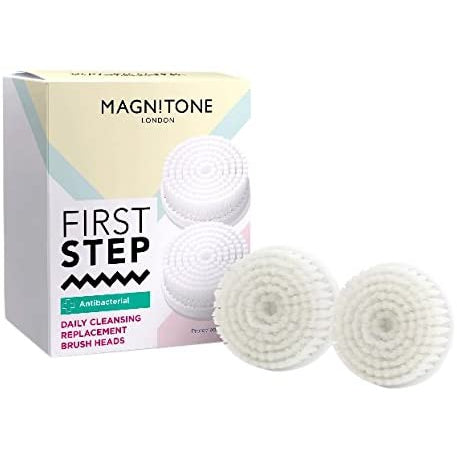 Magnitone London First Step Antibacterial Daily Cleansing Replacement Brush Heads, 2 Pack