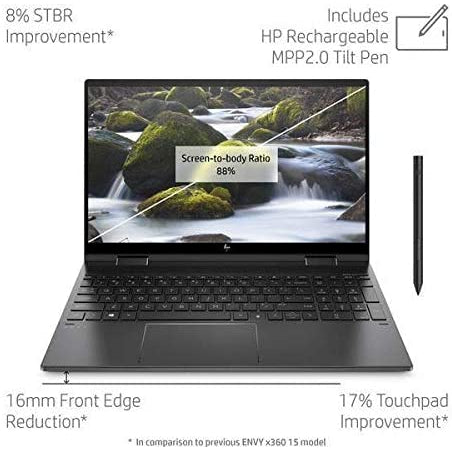 HP Envy x360 15.6" 2 in 1 Laptop 15-ee0504na - AMD Ryzen 7, 512 GB SSD, Black
