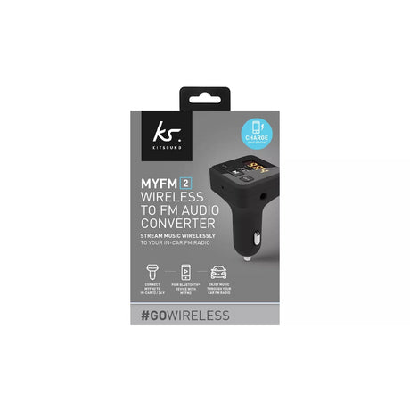 Kitsound MYFM2 Wireless to FM Audio Converter, Black
