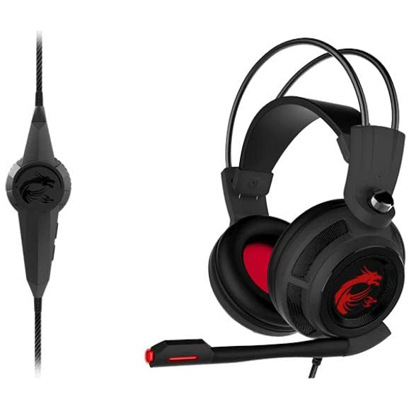 MSI DS502 7.1 Virtual Surround Sound Gaming Headset 'Black with Ambient MSI Dragon Logo