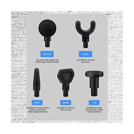 Homkeen Massage Gun Percussion Massager With 5 Heads - Black
