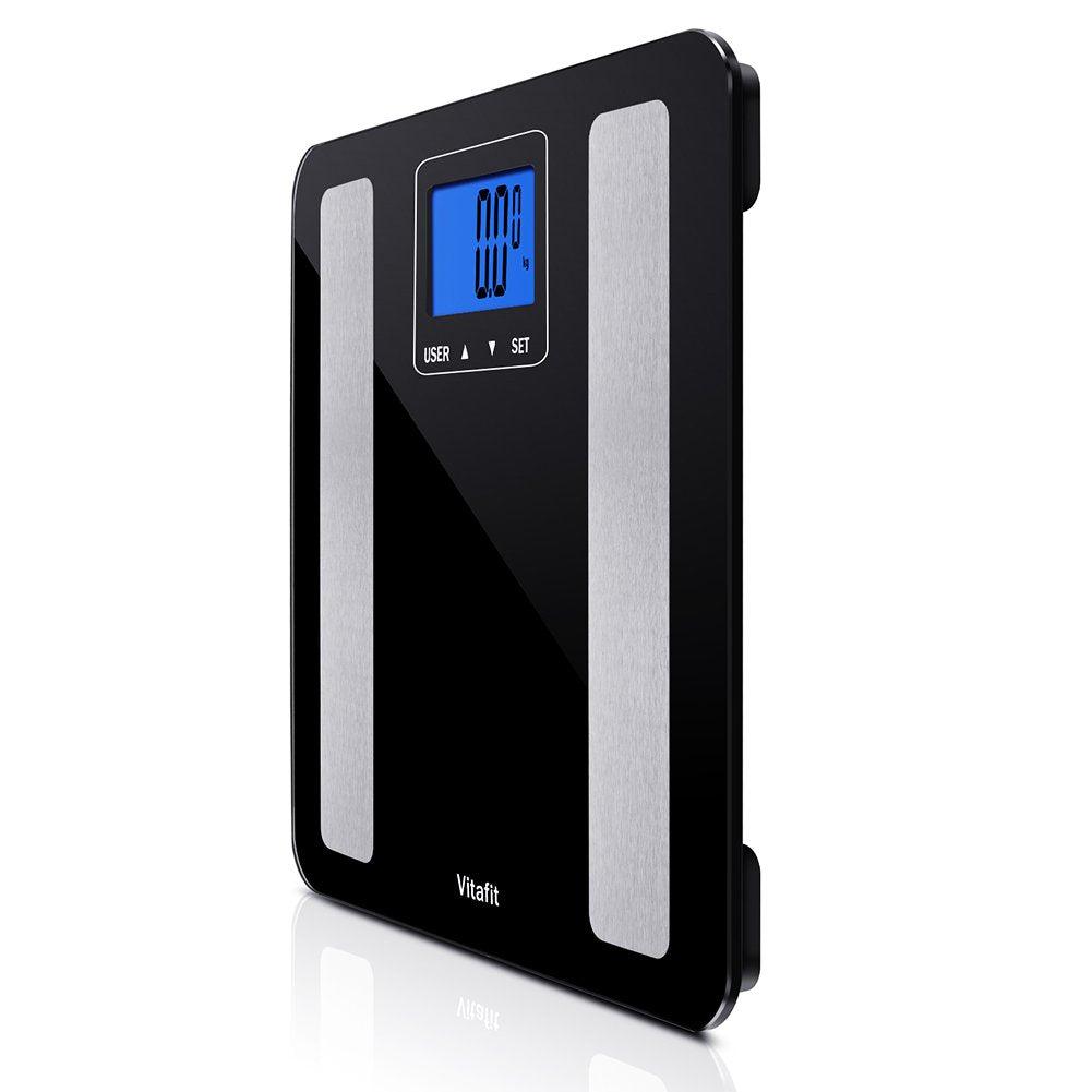Vitafit Digital Body Fat Bathroom Scales Weighing Scales with tap on technology,5-180kg,Large LCD Screen, black