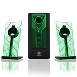 GOgroove BassPULSE 2.1 LED Satellite Stereo PC Computer Gaming Speakers with Glow Lights, Bass Controls