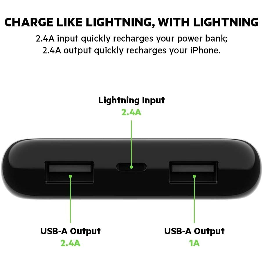 Belkin Boost Charge Power Bank 10K with Lightning Connector - White / Black