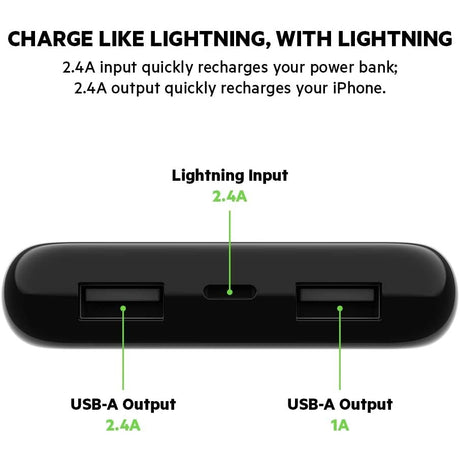 Belkin Boost Charge Power Bank 10K with Lightning Connector - White / Black